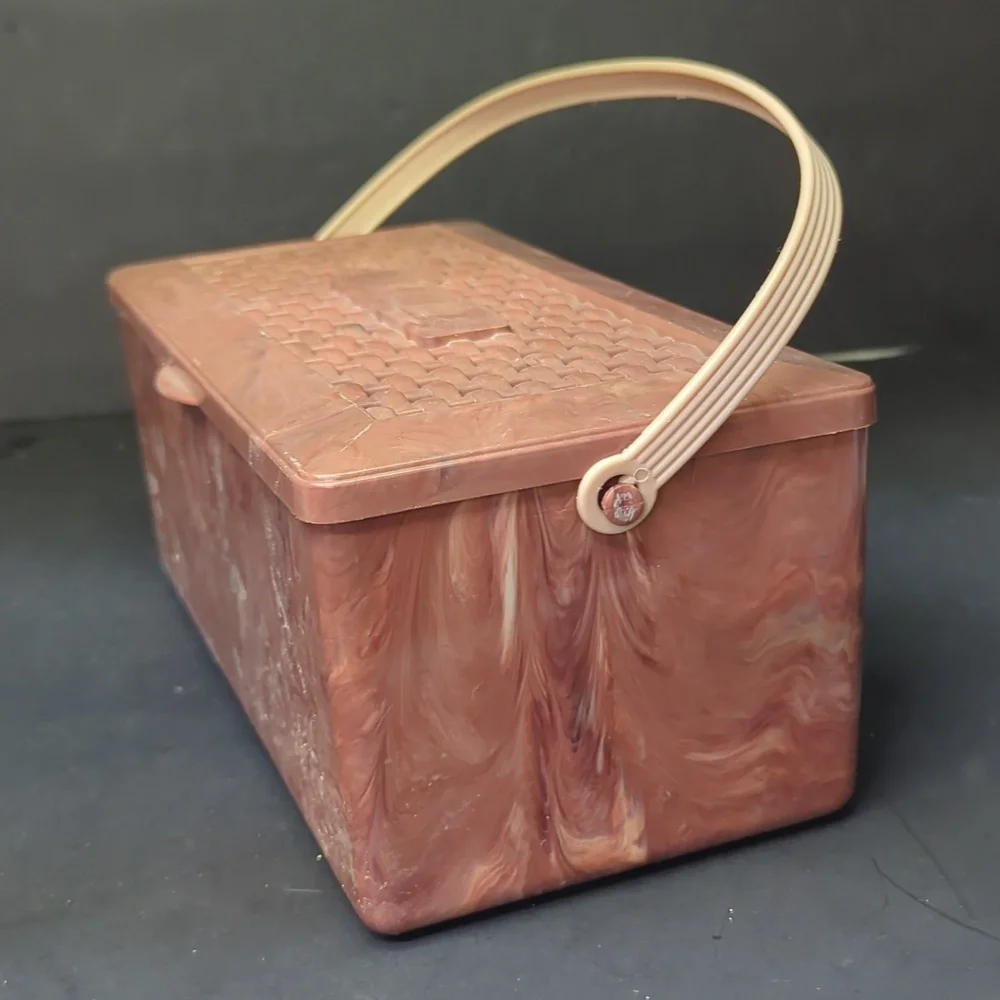 Vintage Marbled Plastic Sewing‎ Caddy Case